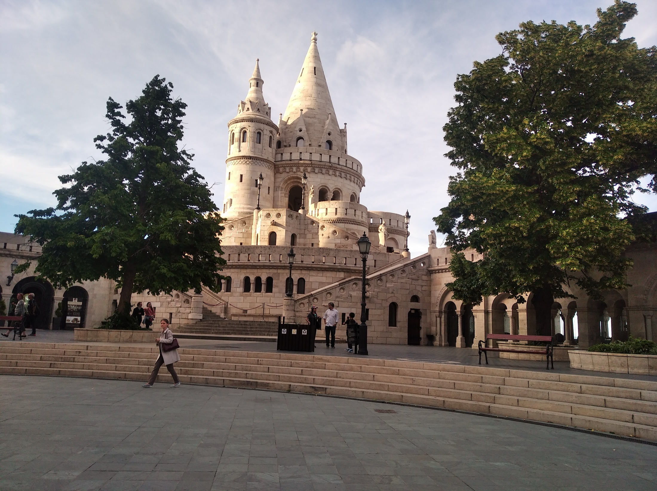 The white stone towers of Fisherman's Bastion on Castle Hill in Budapest