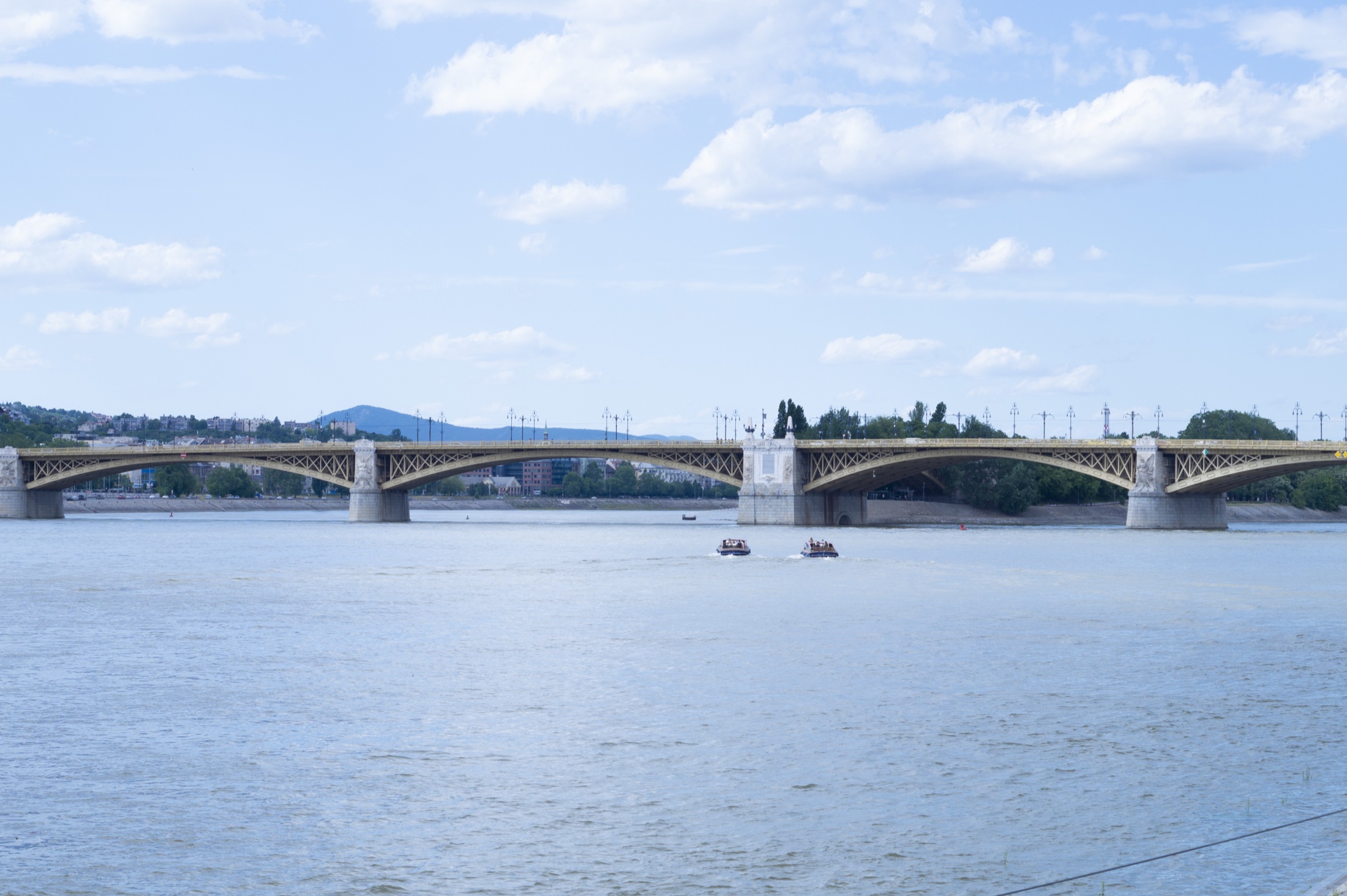 Margaret Bridge over the Danube on a clear spring day in Budapest