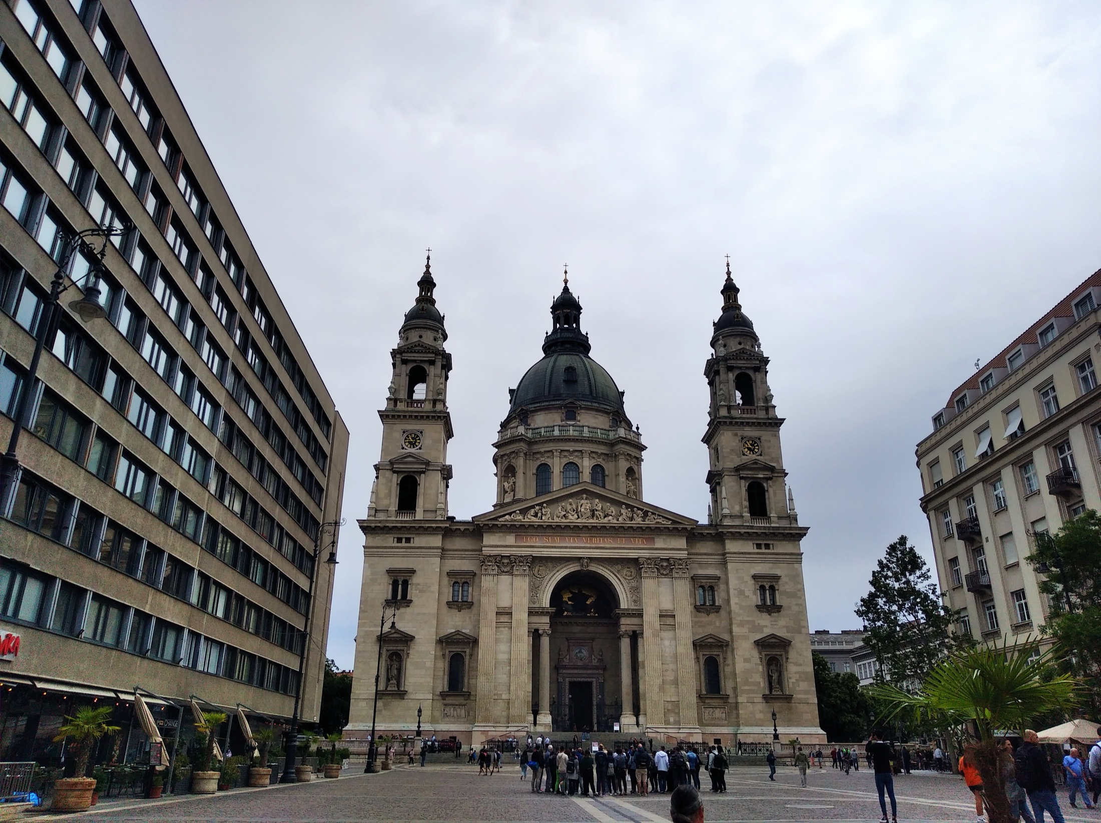 St Stephen's Basilica in central Pest, Budapest, on a cloudy afternoon